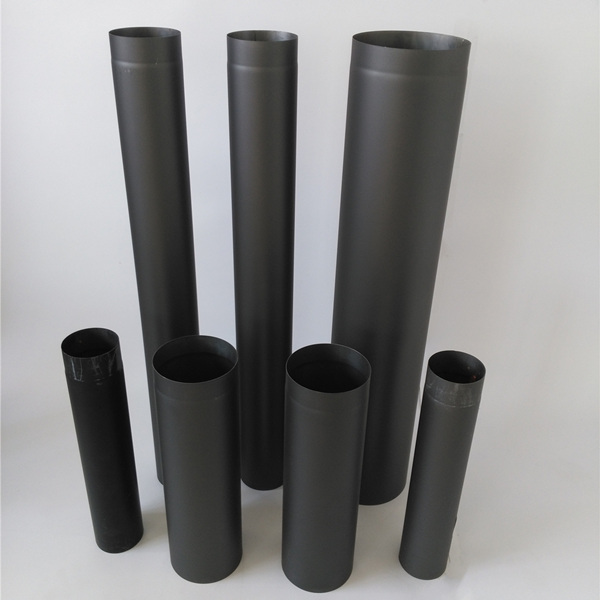 Straight Length 300mm-1200mm Single Wall System Black Chimney Pipes